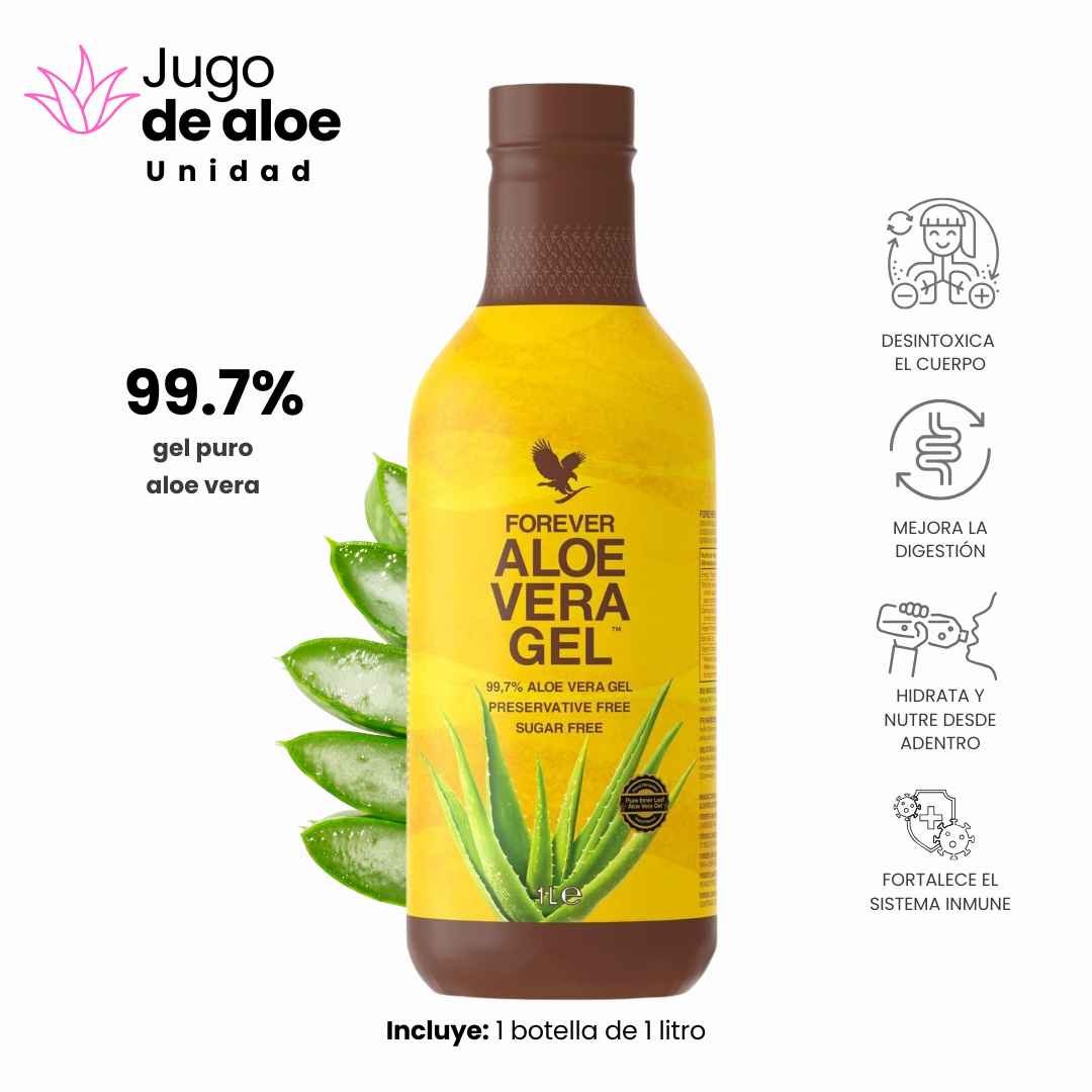 Forever Aloe Vera Gel: 99,7 % de gel puro de aloe vera, botella de 1 litro