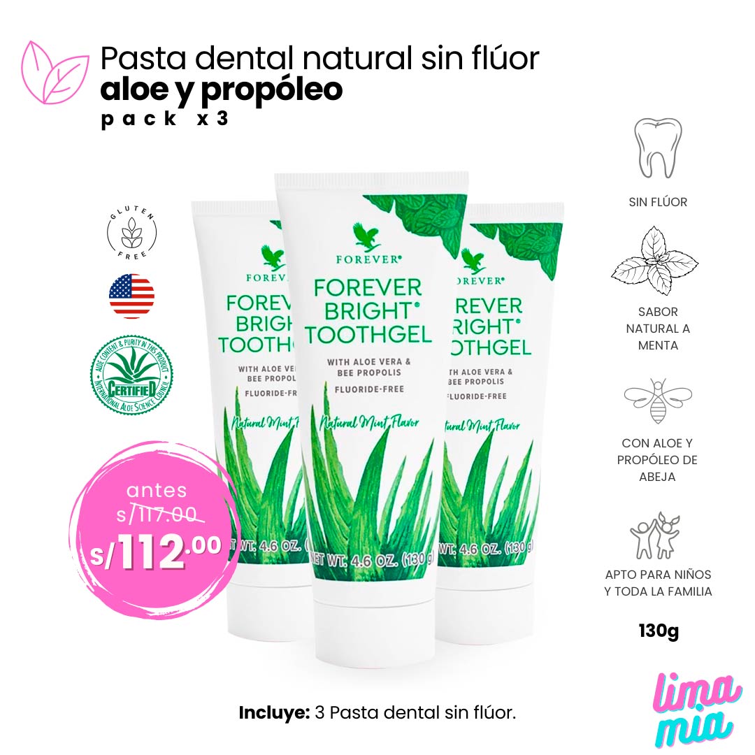 Pack X3 Pasta dental Sin Flúor – Forever Bright®