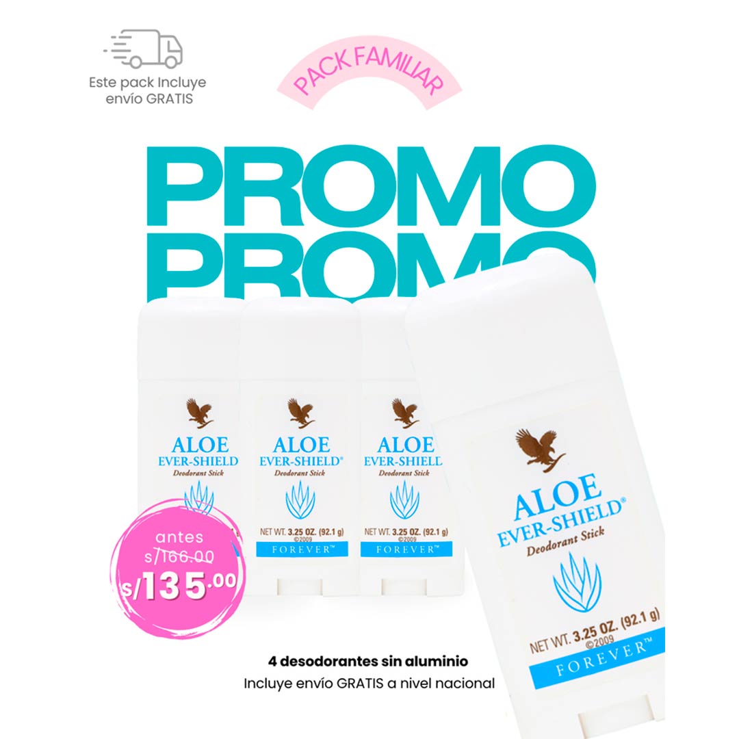 Pack X4 Desodorante Sin Aluminio Aloe Ever-shield®