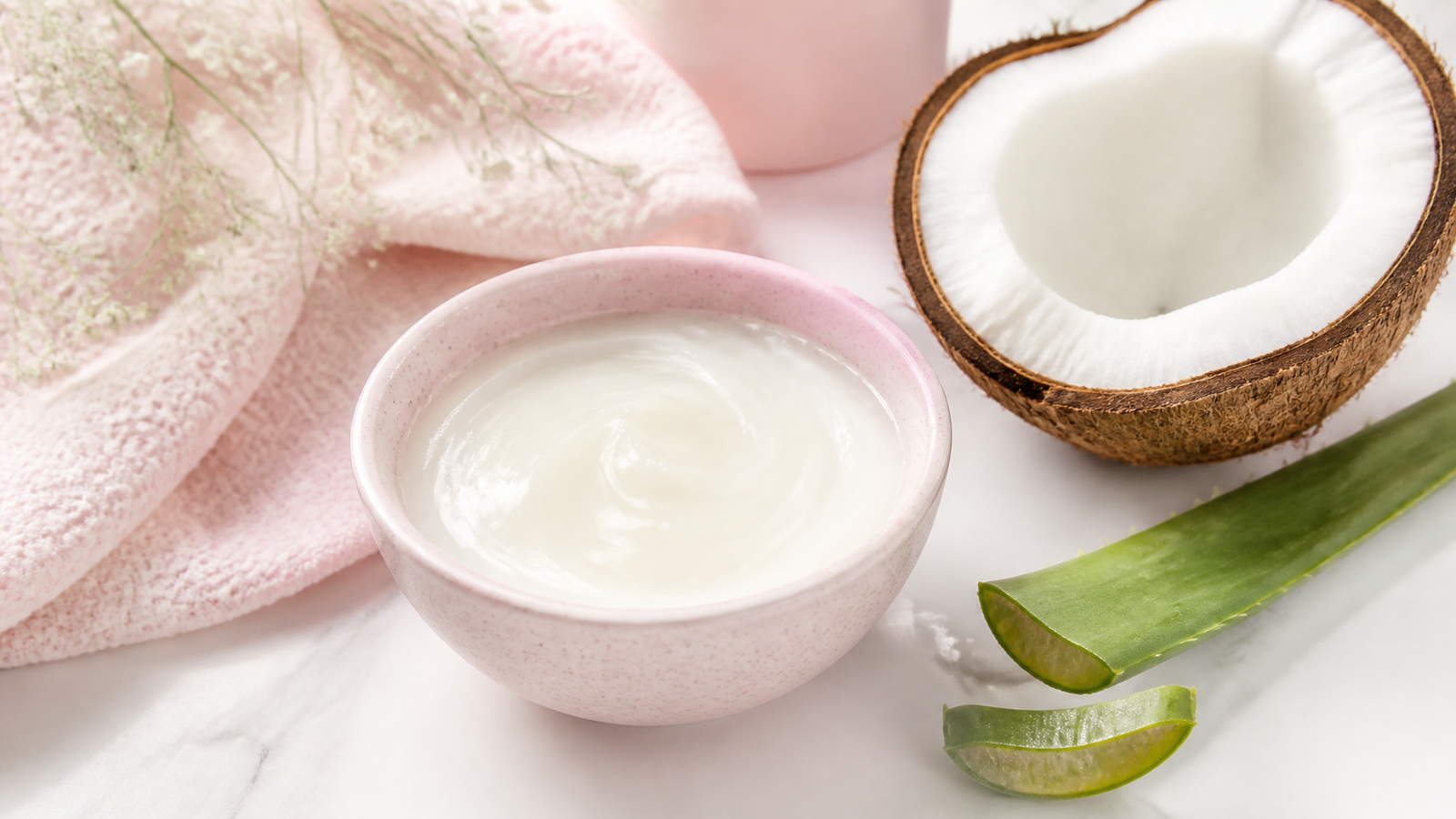 sabila con aceite de coco para el cabello