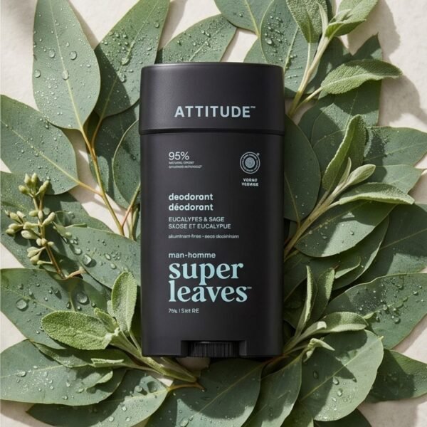 Desodorante natural para hombre ATTITUDE Super Leaves eucalipto y salvia sin aluminio