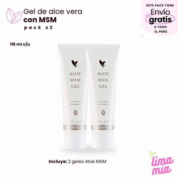 Pack x2 de Gel MSM de aloe vera: 2 geles Aloe MSM