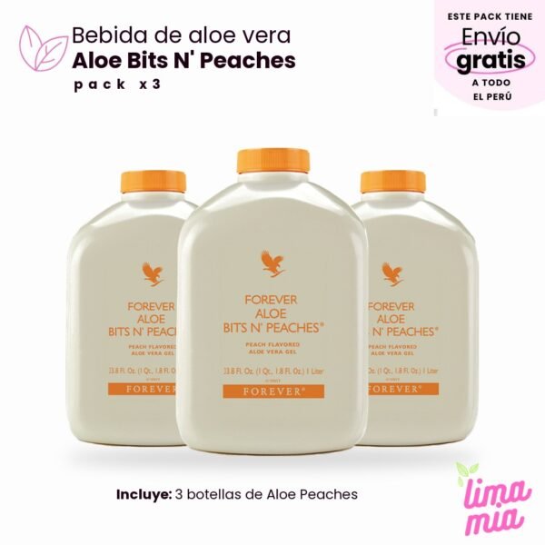 Pack x3 de Jugo Aloe Peaches: 3 botellas de Aloe Peaches