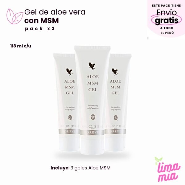 Pack x3 de Gel MSM de aloe vera: 3 geles Aloe MSM