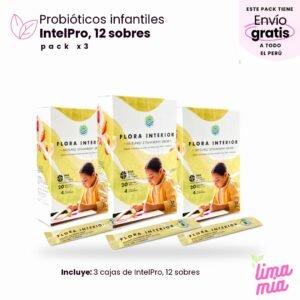 Pack x3 de Probióticos infantiles IntelPro, 12 sobres: 3 cajas de IntelPro, 12 sobres