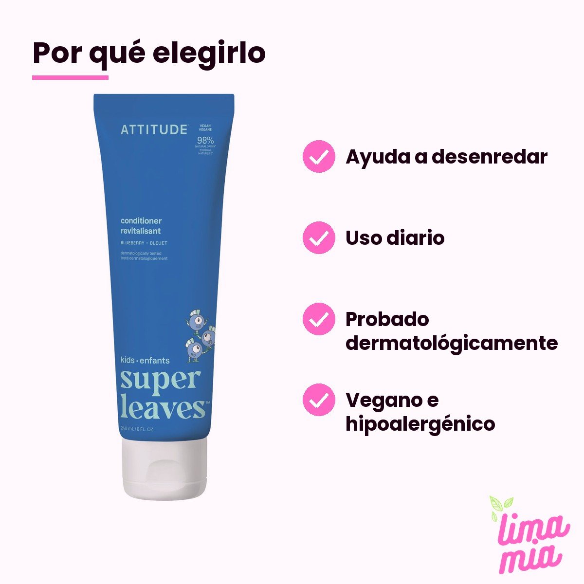 Acondicionador para Niños Arándanos: por qué elegirlo (ayuda a desenredar, uso diario, probado dermatológicamente, vegano e hipoalergénico)