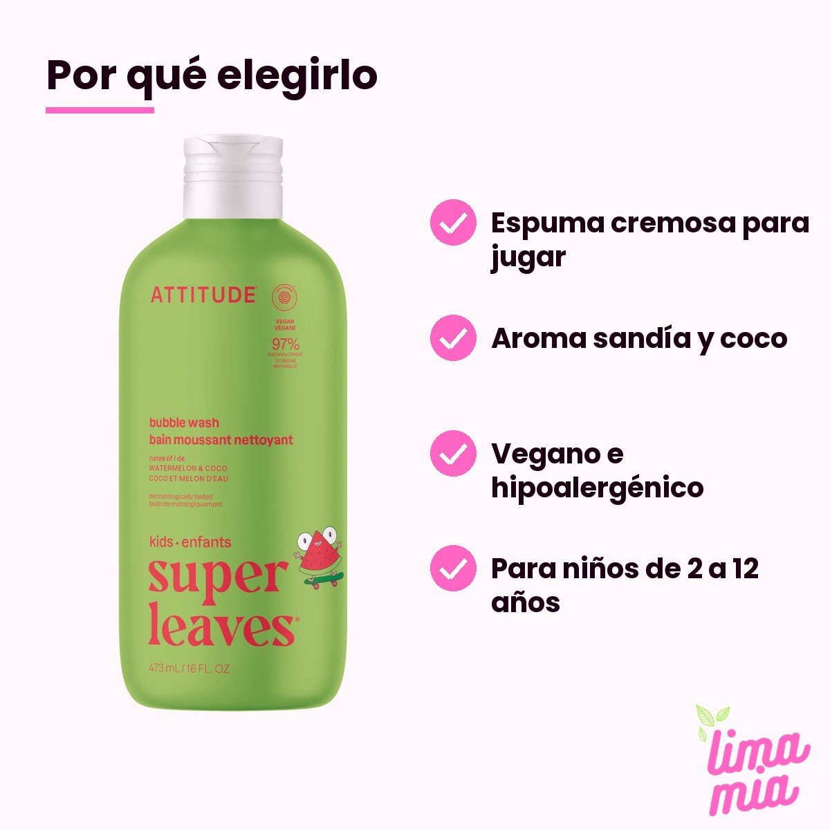Baño de Burbujas para Niños Sandía y Coco: por qué elegirlo (espuma cremosa para jugar, aroma sandía y coco, vegano e hipoalergénico, para niños de 2 a 12 años)