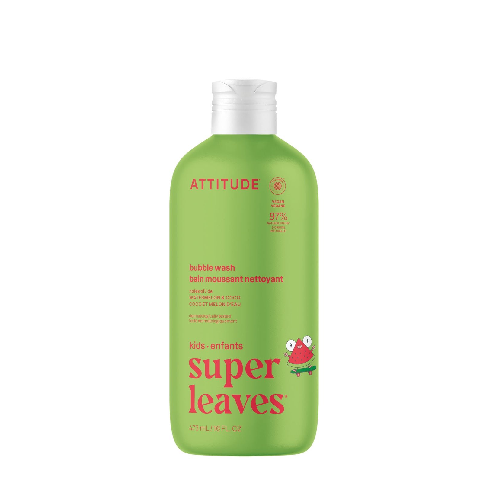 Baño de burbujas para niños ATTITUDE sandía y coco, 473 ml
