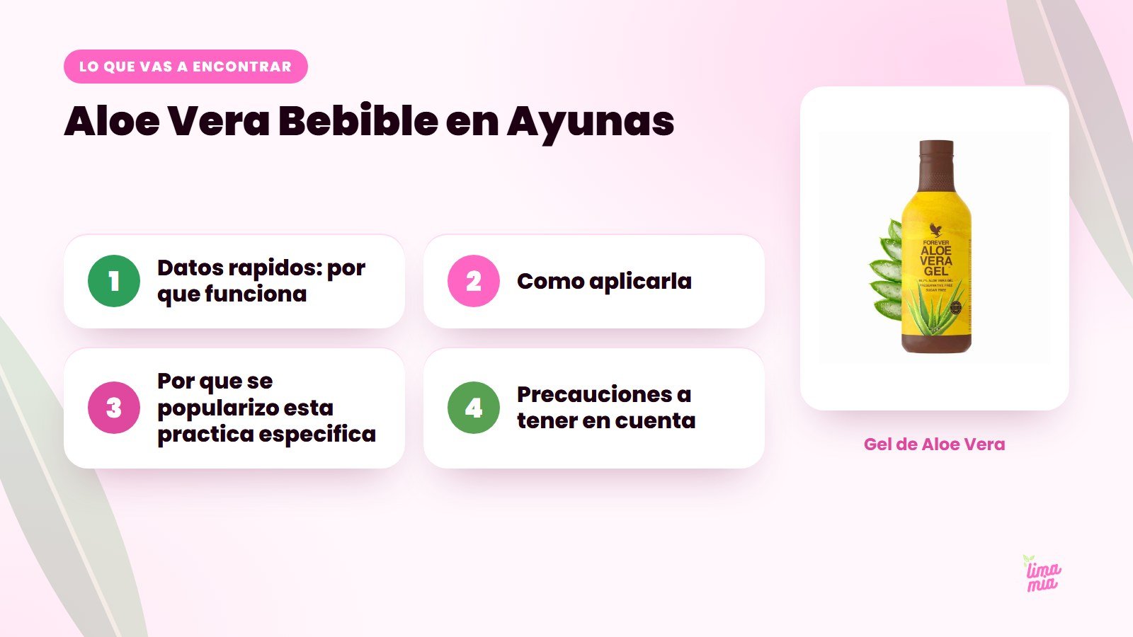 Lo que vas a encontrar en «Aloe Vera Bebible en Ayunas»: Datos rapidos: por que funciona, Como aplicarla, Por que se popularizo esta practica especifica, Precauciones a tener en cuenta