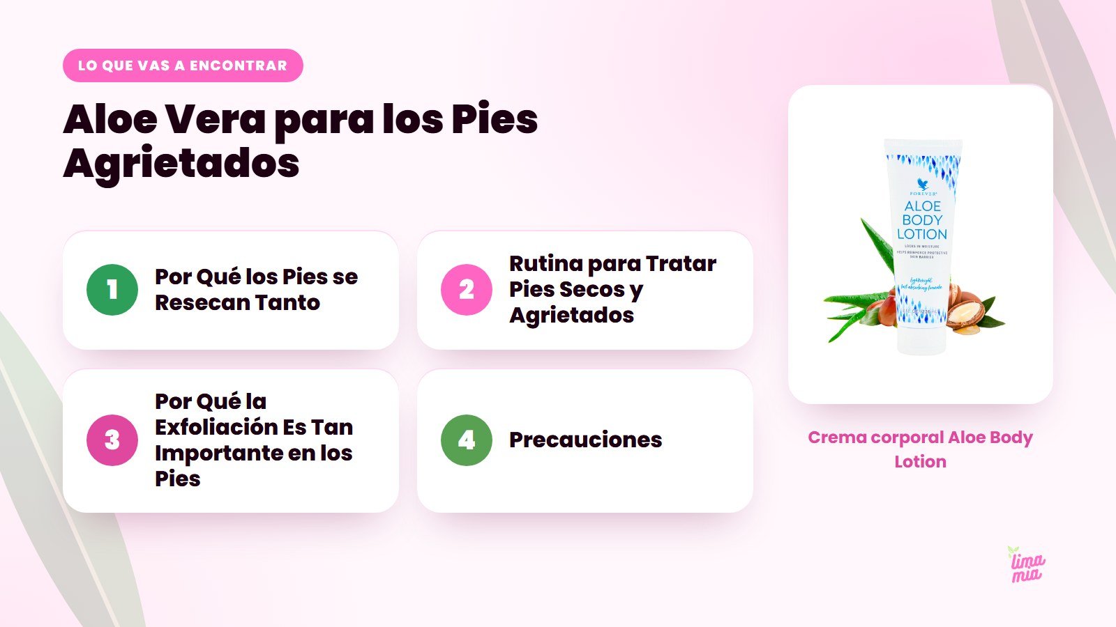 Lo que vas a encontrar en «Aloe Vera para los Pies Agrietados»: Por Qué los Pies se Resecan Tanto, Rutina para Tratar Pies Secos y Agrietados, Por Qué la Exfoliación Es Tan Importante en los Pies, Precauciones