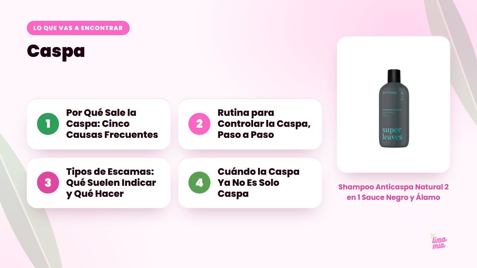 Lo que vas a encontrar en «Caspa»: Por Qué Sale la Caspa: Cinco Causas Frecuentes, Rutina para Controlar la Caspa, Paso a Paso, Tipos de Escamas: Qué Suelen Indicar y Qué Hacer, Cuándo la Caspa Ya No Es Solo Caspa