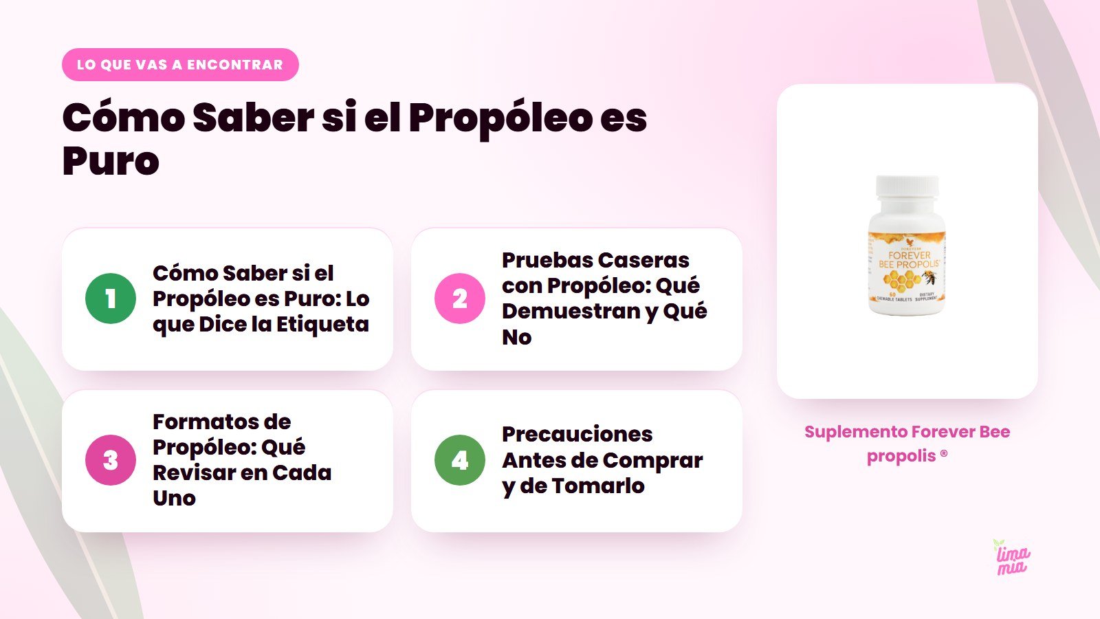 Lo que vas a encontrar en «Cómo Saber si el Propóleo es Puro»: Cómo Saber si el Propóleo es Puro: Lo que Dice la Etiqueta, Pruebas Caseras con Propóleo: Qué Demuestran y Qué No, Formatos de Propóleo: Qué Revisar en Cada Uno, Precauciones An