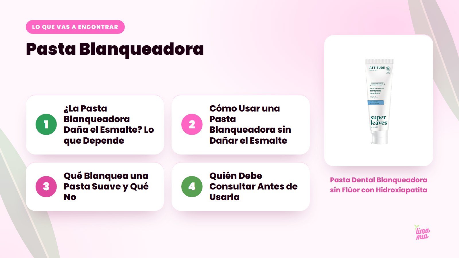 Lo que vas a encontrar en «Pasta Blanqueadora»: ¿La Pasta Blanqueadora Daña el Esmalte? Lo que Depende, Cómo Usar una Pasta Blanqueadora sin Dañar el Esmalte, Qué Blanquea una Pasta Suave y Qué No, Quién Debe Consultar Antes de Usarla