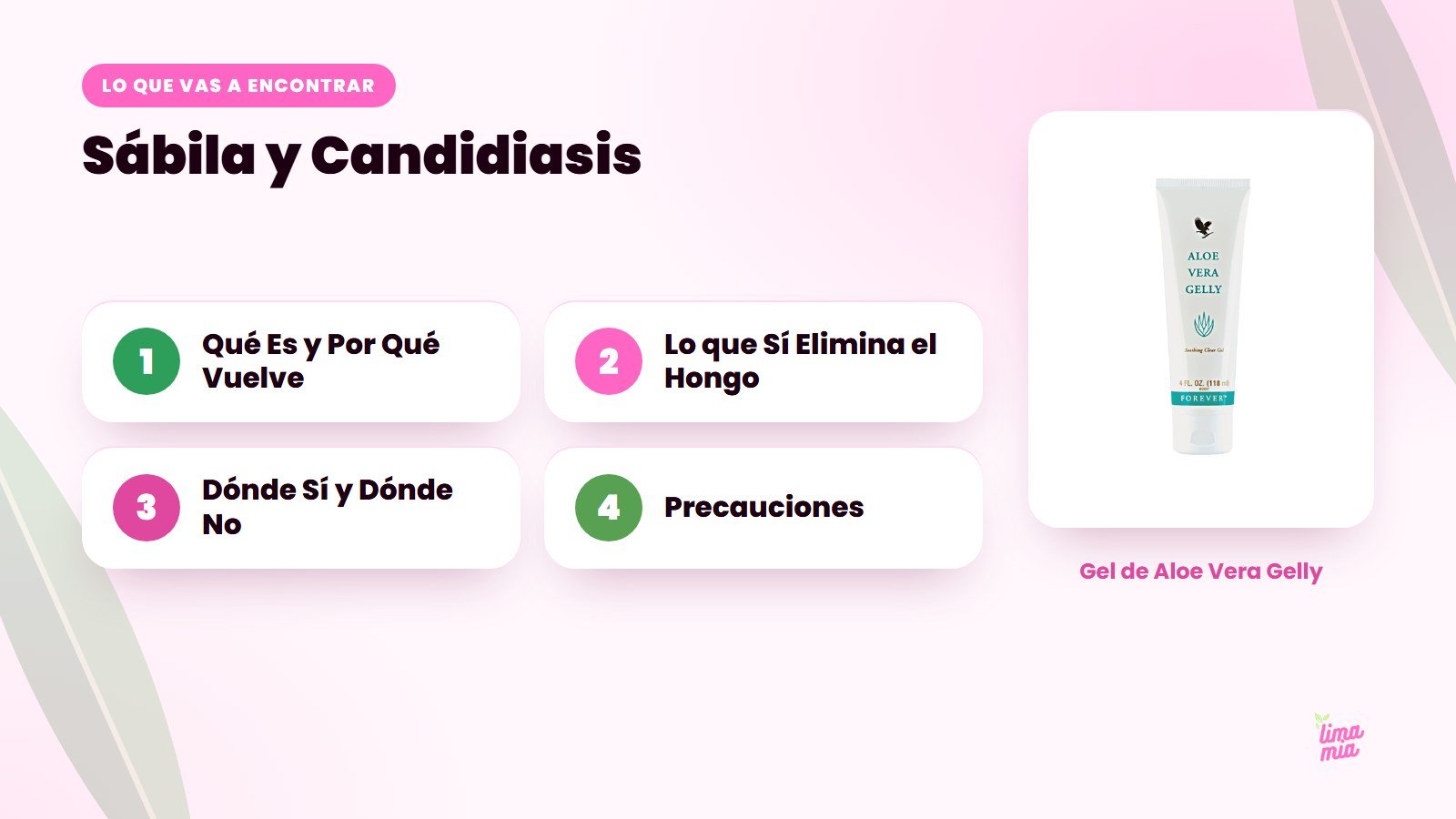Lo que vas a encontrar en «Sábila y Candidiasis»: Qué Es y Por Qué Vuelve, Lo que Sí Elimina el Hongo, Dónde Sí y Dónde No, Precauciones