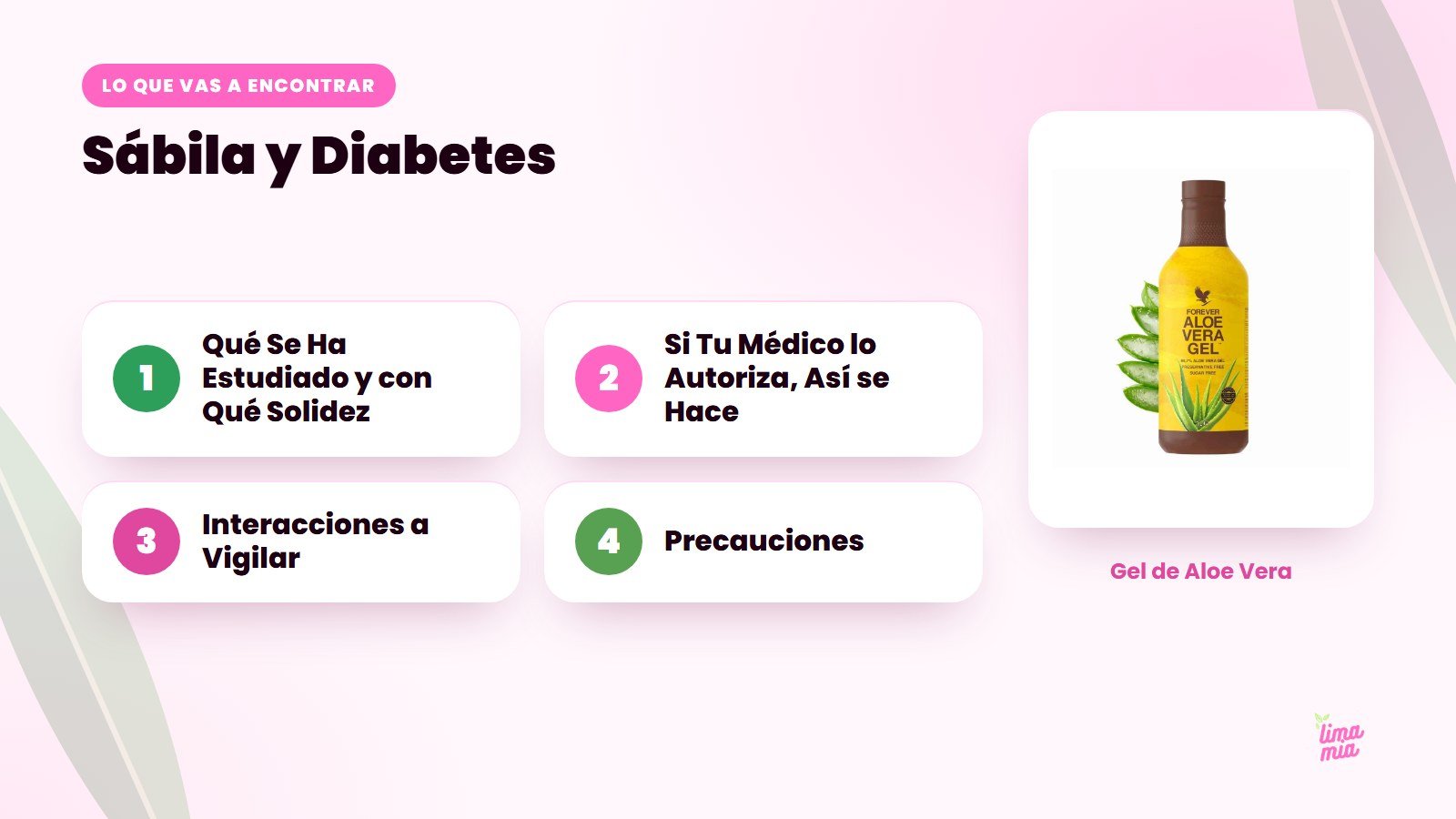Lo que vas a encontrar en «Sábila y Diabetes»: Qué Se Ha Estudiado y con Qué Solidez, Si Tu Médico lo Autoriza, Así se Hace, Interacciones a Vigilar, Precauciones