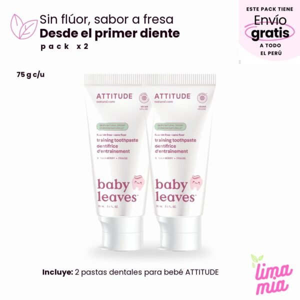 Pack x2 de pasta dental para bebé: 2 pastas dentales para bebé ATTITUDE