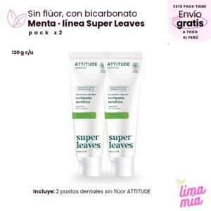Pack x2 de pasta dental sin flúor para adultos: 2 pastas dentales sin flúor ATTITUDE