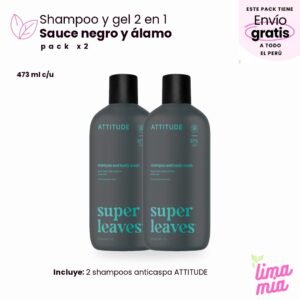 Pack x2 de shampoo anticaspa natural: 2 shampoos anticaspa ATTITUDE