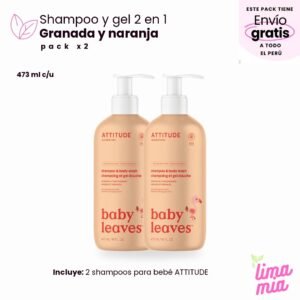 Pack x2 de shampoo para bebé: 2 shampoos para bebé ATTITUDE