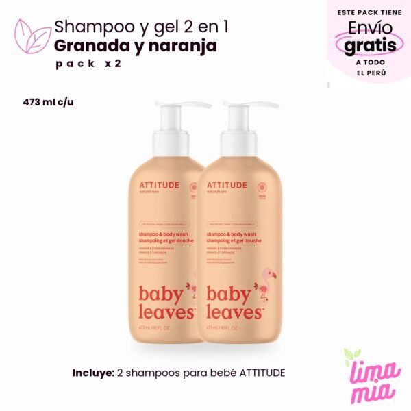 Pack x2 de shampoo para bebé: 2 shampoos para bebé ATTITUDE