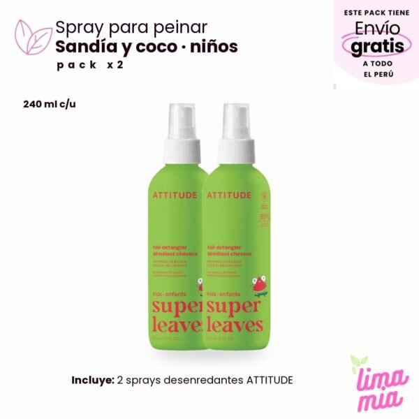 Pack x2 de spray desenredante: 2 sprays desenredantes ATTITUDE