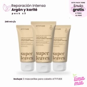 Pack x3 de mascarilla para cabello: 3 mascarillas para cabello ATTITUDE