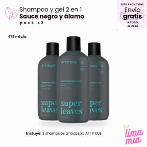 Pack x3 de shampoo anticaspa natural: 3 shampoos anticaspa ATTITUDE