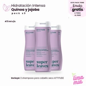 Pack x3 de shampoo para cabello seco: 3 shampoos para cabello seco ATTITUDE