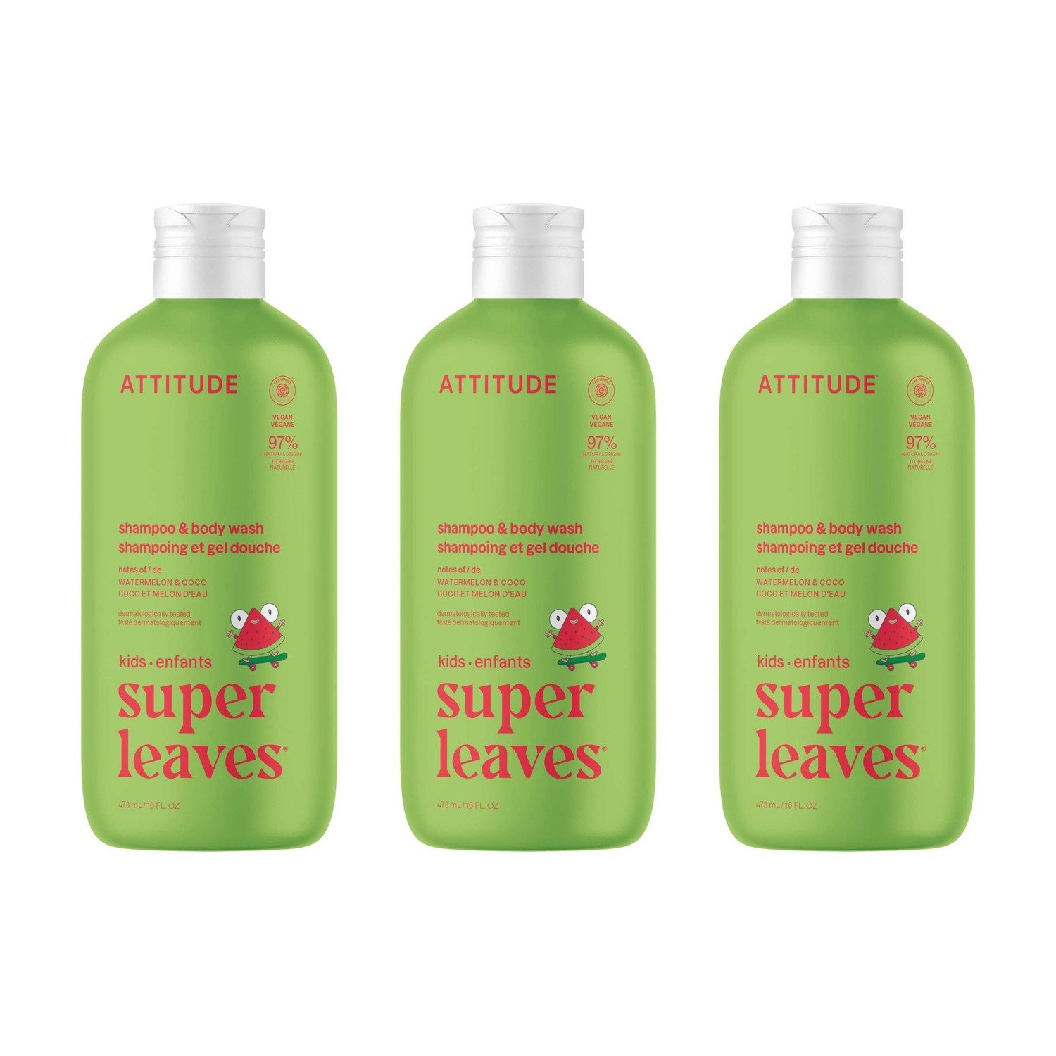 Shampoo para niños de sandía y coco: 3 unidades