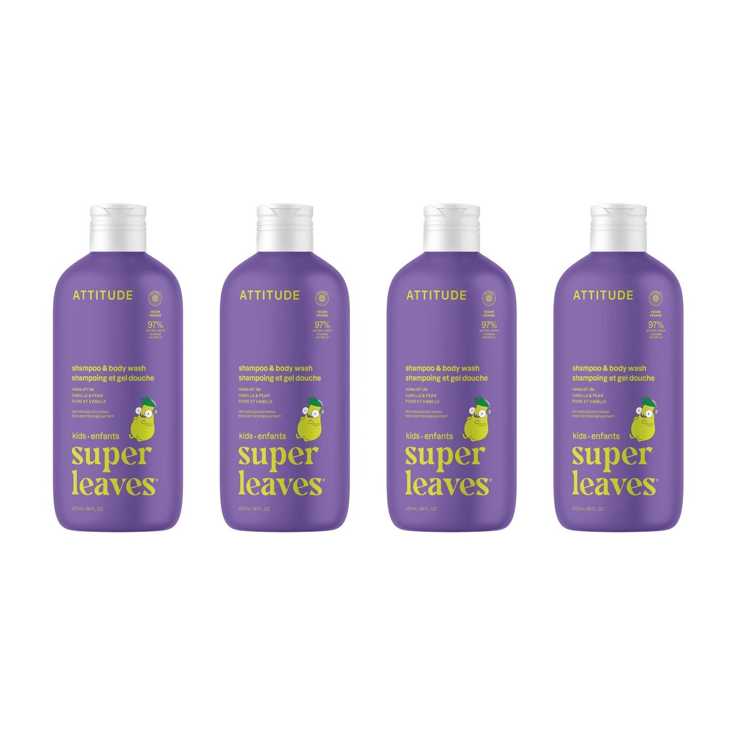 Shampoo para niños de vainilla y pera: 4 unidades