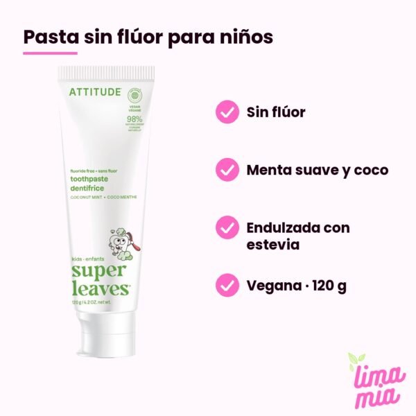 Pasta dental sin flúor para niños ATTITUDE: pasta sin flúor para niños
