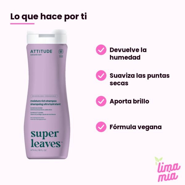 Shampoo para cabello seco ATTITUDE: lo que hace por ti