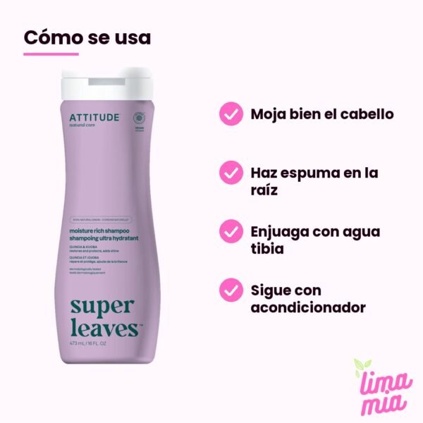 Shampoo para cabello seco ATTITUDE: cómo se usa